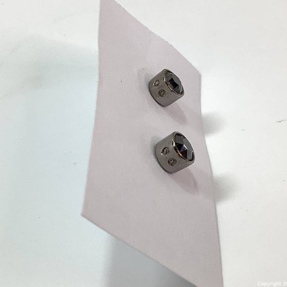 2/$40 Swarovski Earrings Black Harley Rhodium Plated - Picture 3 of 4